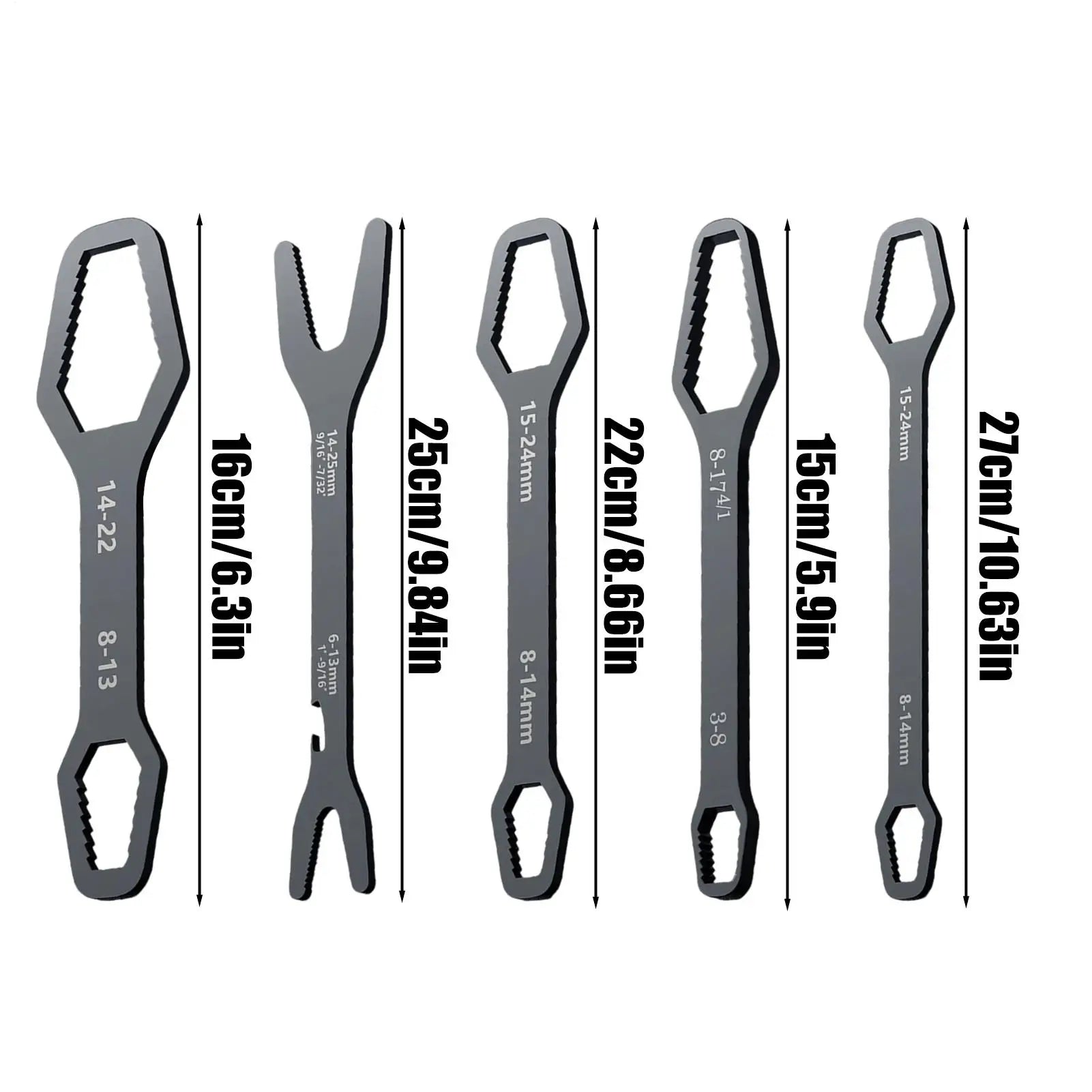 5-Piece Self-Tightening Double-Ended Wrench Set | CrV Steel Adjustable Wrench Set Peaceful Pleasures Health and Wellness