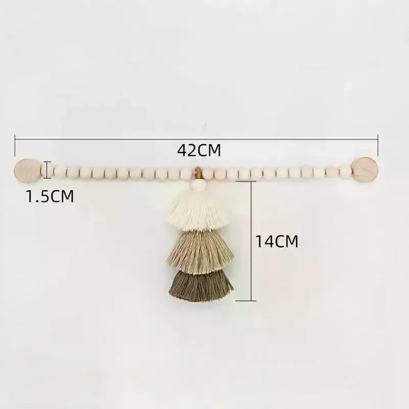 Bohemian Wooden Bead Curtain Tie Backs with Tassel & Magnet – 2Pcs Curtain Tie Backs Peaceful Pleasures Health and Wellness