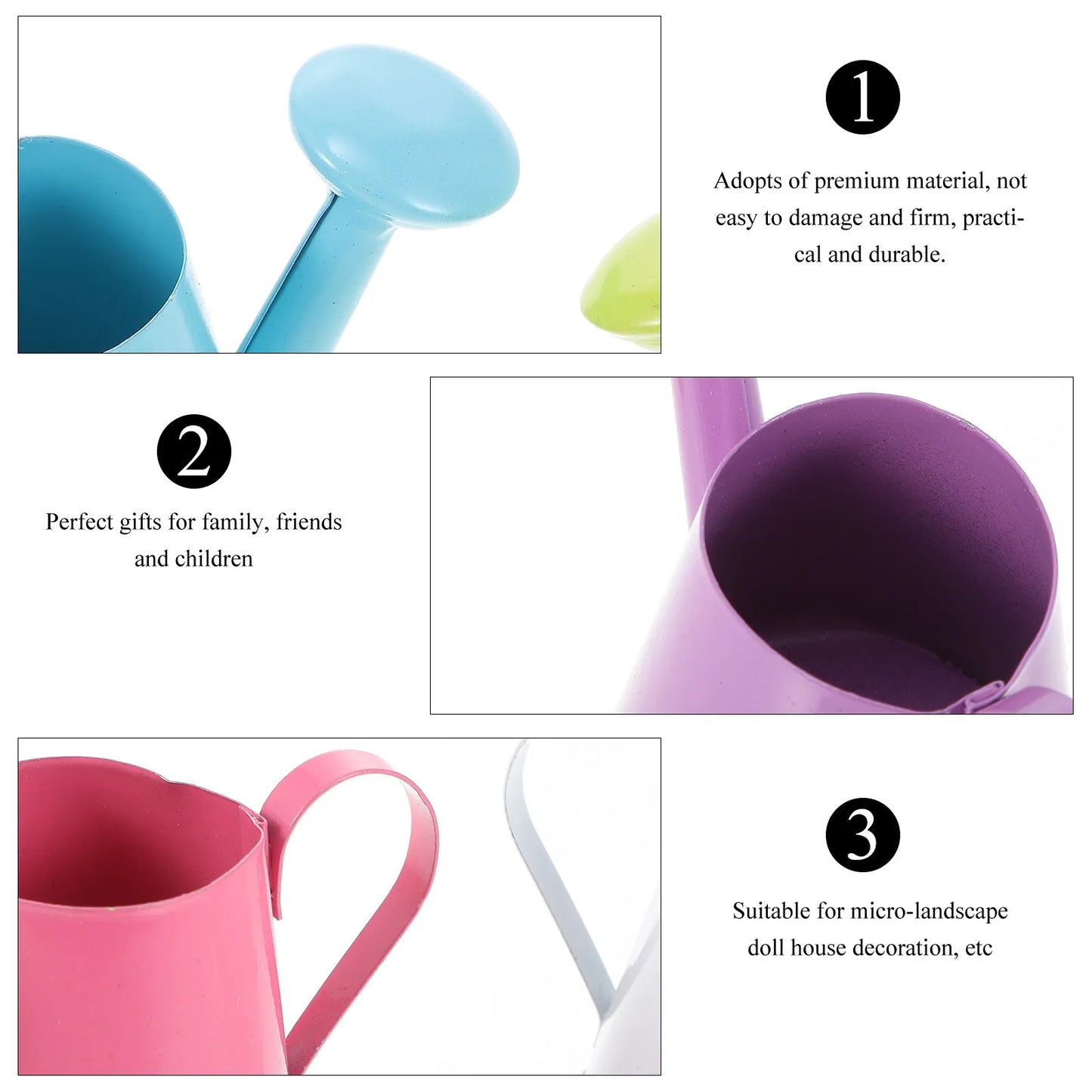 6Pcs Mini Kettle Decor Candy Hue Fine Craftsmanship Simulation Kettle for Dollhouse Miniature Decoration Desk Home Decor Peaceful Pleasures Health and Wellness