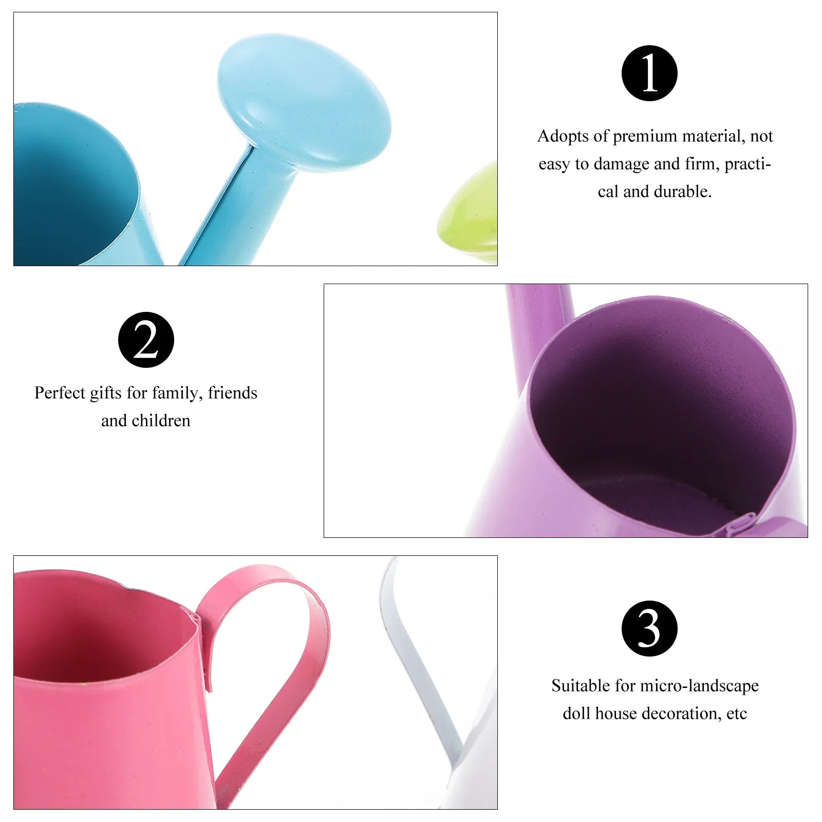 6Pcs Mini Kettle Decor Candy Hue Fine Craftsmanship Simulation Kettle for Dollhouse Miniature Decoration Desk Home Decor Peaceful Pleasures Health and Wellness