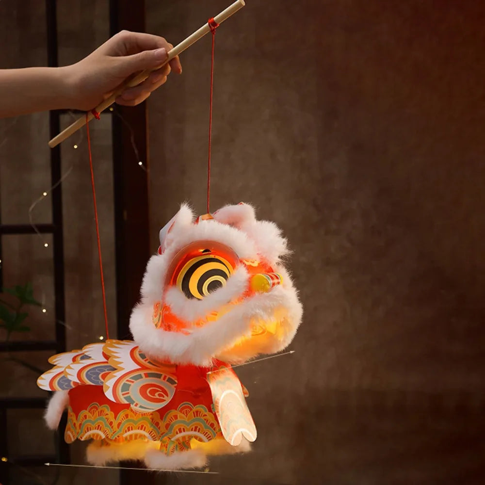 New Year Spring Festival Lantern Festival Year of The Horse Lion Dance Lantern Handmade DIY Kids Craft Kit Festival Decoration Peaceful Pleasures Health and Wellness 25-25cm Style1
