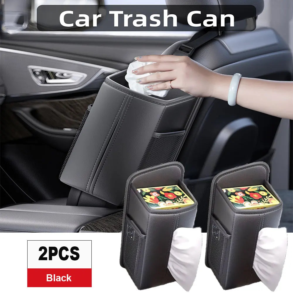 Leather Car Seat Side Organizer | Tissue, Phone & Cup Holder