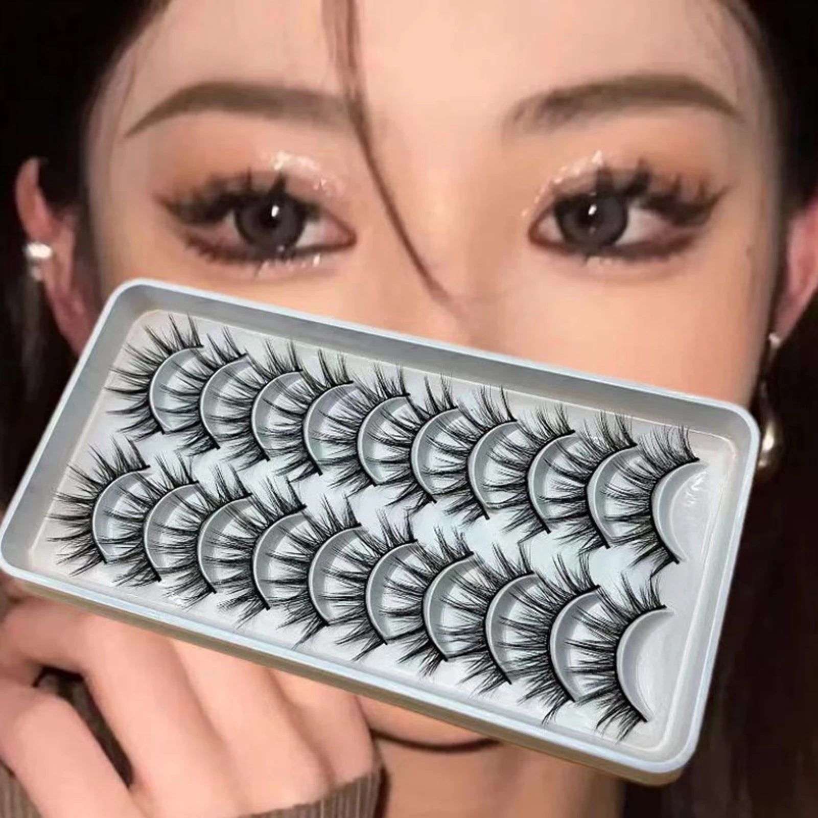 10 Pairs Natural Fluffy False Eyelashes Wispy Lashes 3D Volume Strip Lashes D Curl Fake Eyelashes with Clear Band Eye Lashes Peaceful Pleasures Health and Wellness