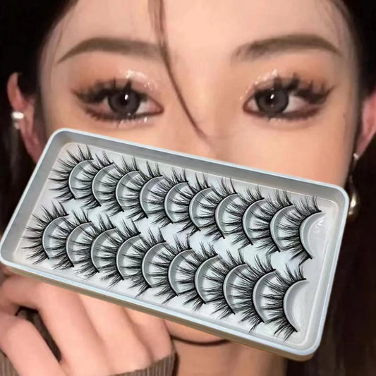 10 Pairs Natural Fluffy False Eyelashes Wispy Lashes 3D Volume Strip Lashes D Curl Fake Eyelashes with Clear Band Eye Lashes Peaceful Pleasures Health and Wellness