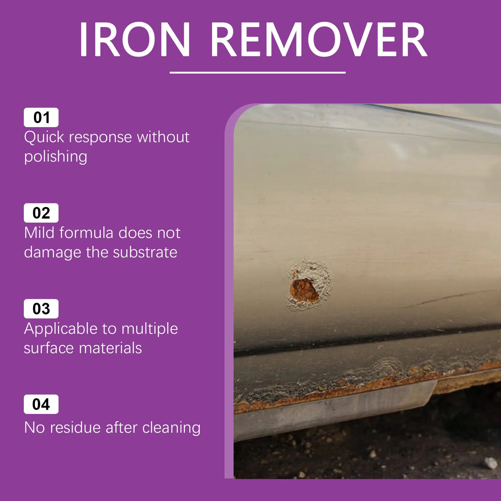 Rust Remover Spray for Metal with Sponge and Towel Metal Derusting & Cleaning Spray for Car Wheels & Multi-Surfaces 120ml 4oz Peaceful Pleasures Health and Wellness