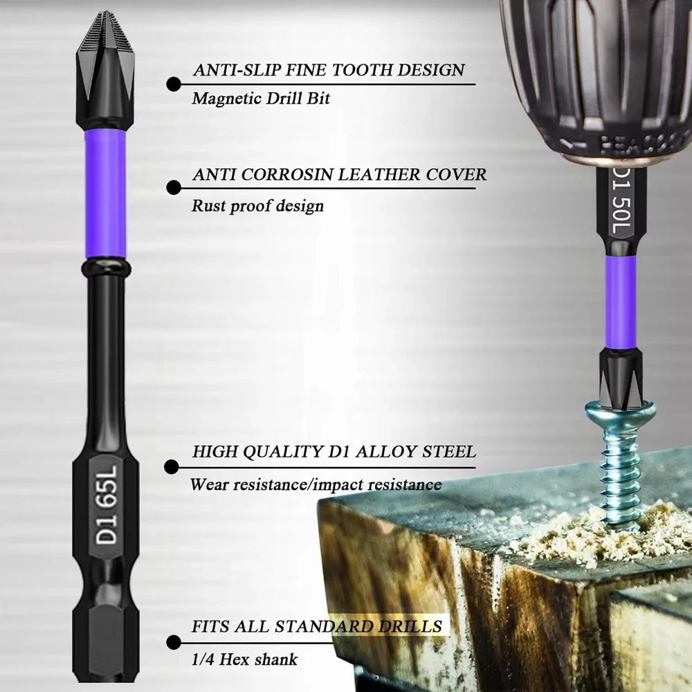 6 Pcs Magnetic Screwdriver Bits Non-slip Shockproof Phillips Impact Bits Hex Shank Alloy Steel Bits Suitable for Power Tools Peaceful Pleasures Health and Wellness
