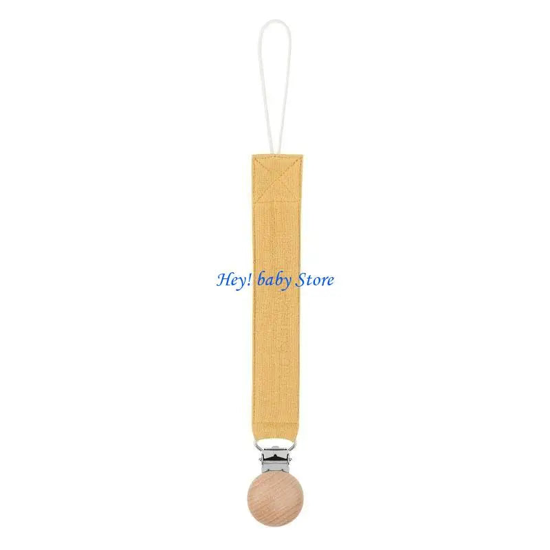 Baby Pacifier Clip Chain Holder | Cotton, Metal & Beech Wood