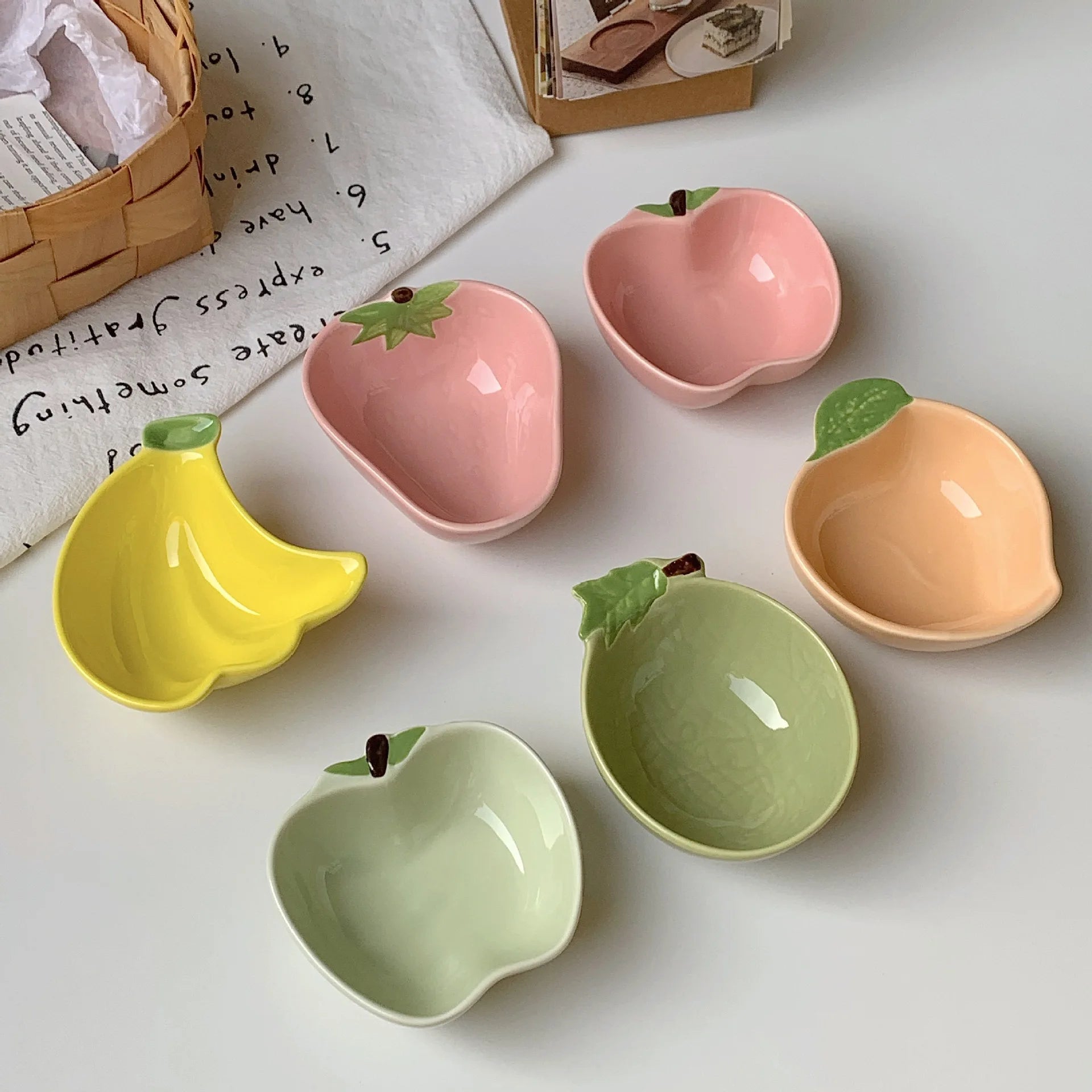 Cartoon Cute Ceramic Dipping Dish Home Snack Side Dishes Bone Plate Seasoning Soy Sauce Sauce Dish Exquisite Household Tableware Peaceful Pleasures Health and Wellness