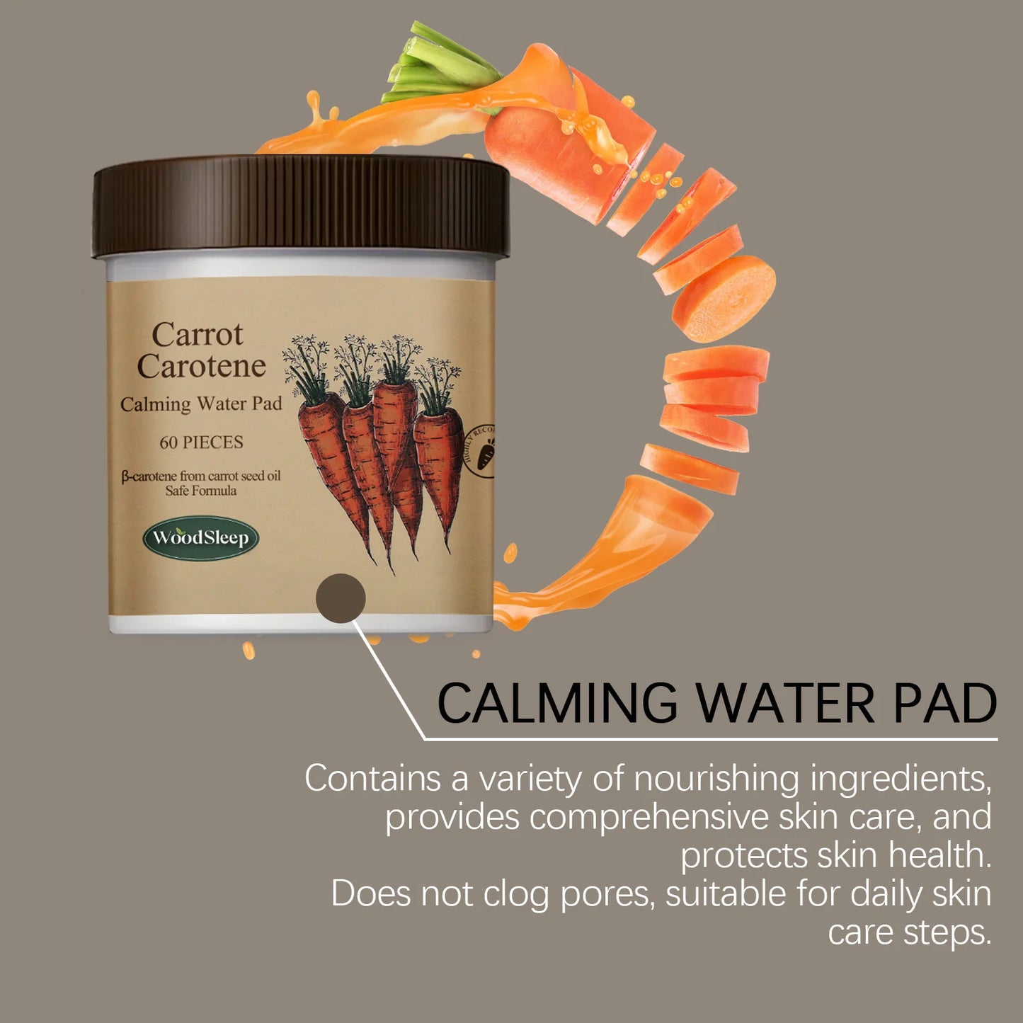 WOODSLEEP Carotenoid Calming Facial Pads – 60 Pcs | Hydrate