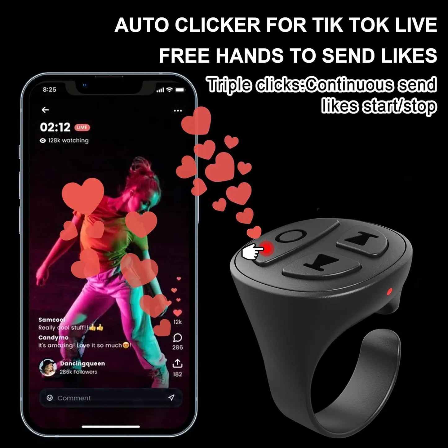 Bluetooth Scrolling Ring Remote for TikTok, Kindle & Camera