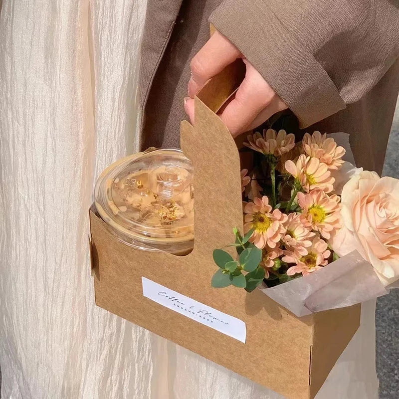 10pcs Kraft Paper Flower Gift Bags | Party & Wedding Favor