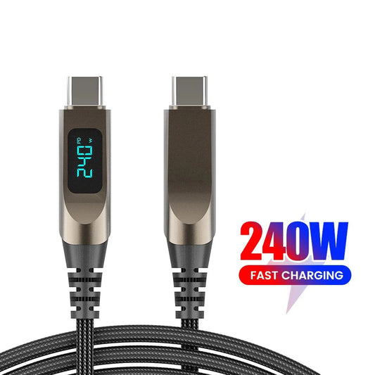 240W USB-C Fast Charging Cable with Digital Display USB-C Charging Cable Peaceful Pleasures Health and Wellness