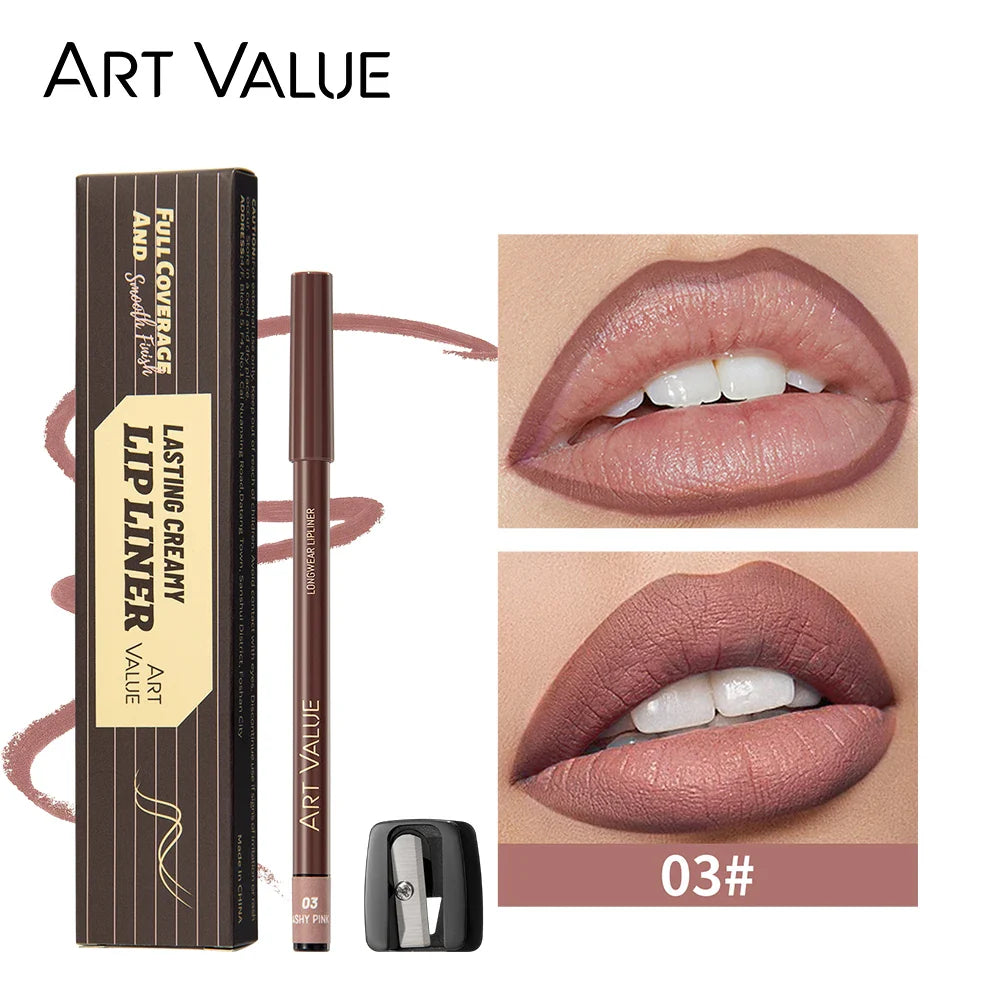 Art Value 12-Color Waterproof Matte Lip Liner Pencil – Long Lasting