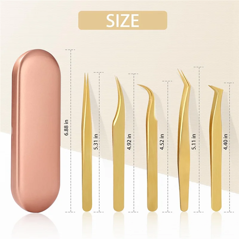 Y51A-Essential Lash Extension Tweezers Set - High Precision Tools With 5 Stainless Steel Tweezers Peaceful Pleasures Health and Wellness