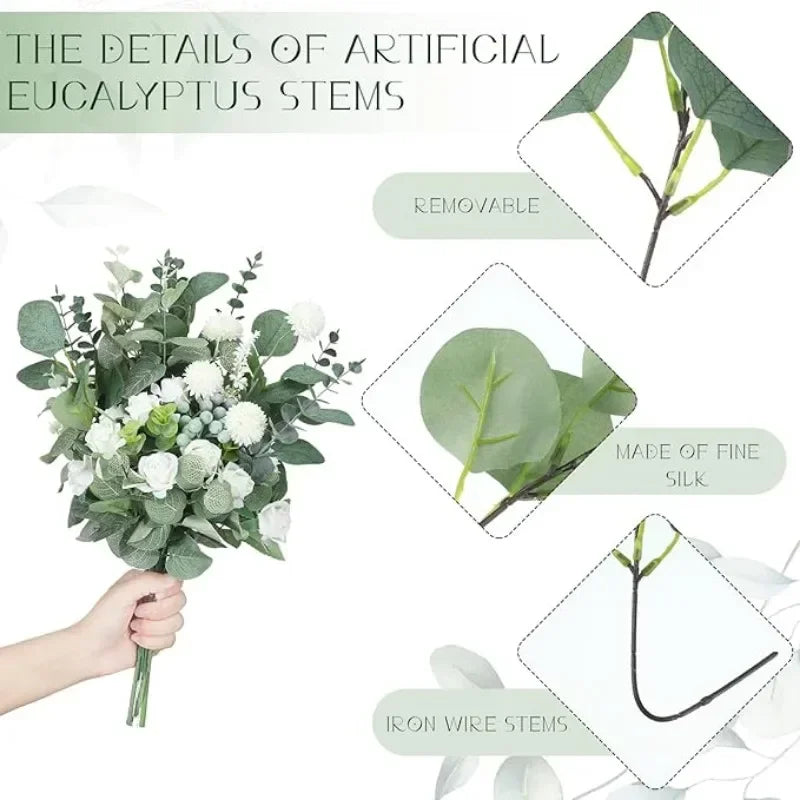 Artificial Eucalyptus Picks – 3 Styles | 10–100 PCS Wedding Decor