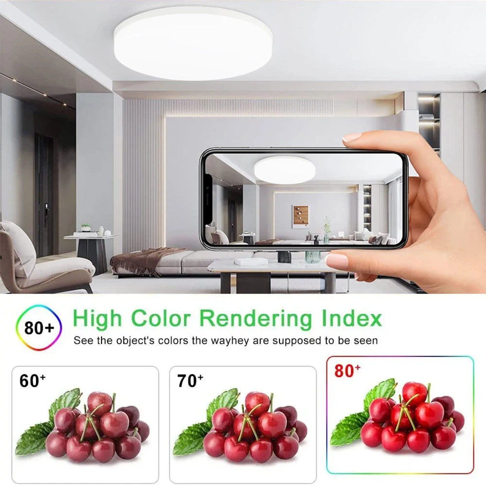 RUNTOIN Ultra-Thin LED Ceiling Light 18–48W | Round & Square Panel