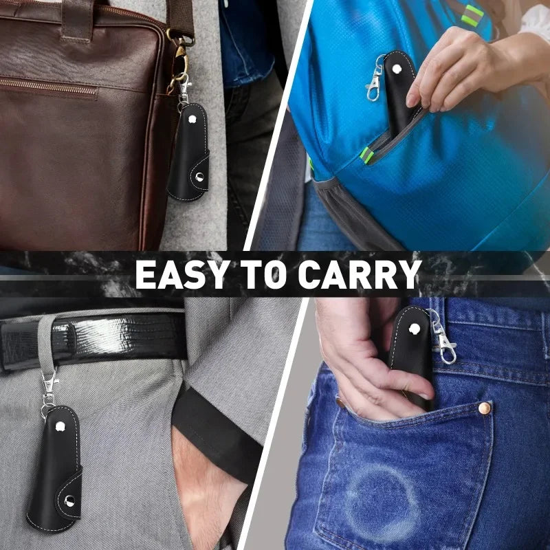 Mini Metal Shoe Horn with Leather Handle & Keychain Clip