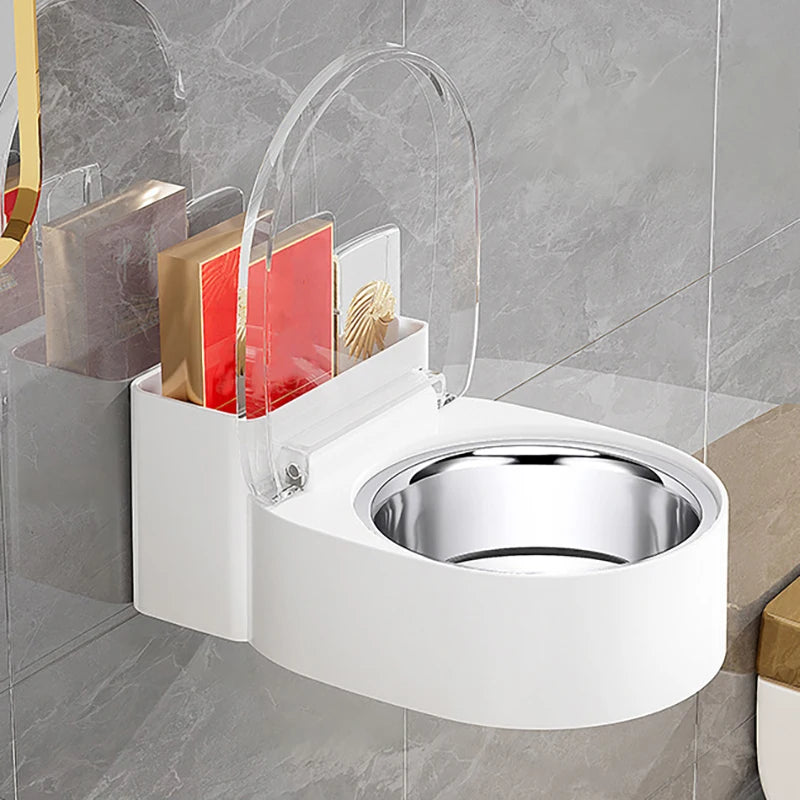 Wall-Mount No-Drill Stainless Steel Bathroom Ashtray Box