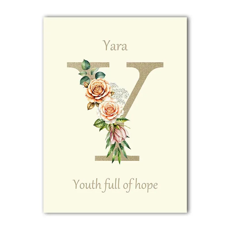 Custom Name Nursery Canvas Art | Bunny Floral Kids Wall Decor Nursery Canvas Print Peaceful Pleasures Health and Wellness