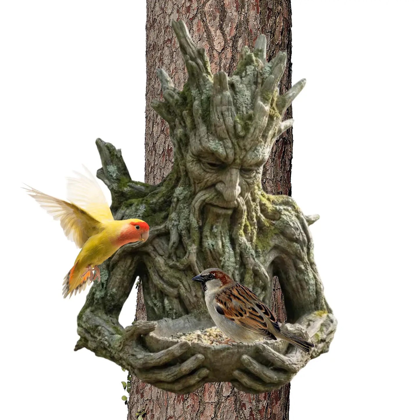 Tree Face Bird Feeder – Weatherproof Resin Garden Sculpture