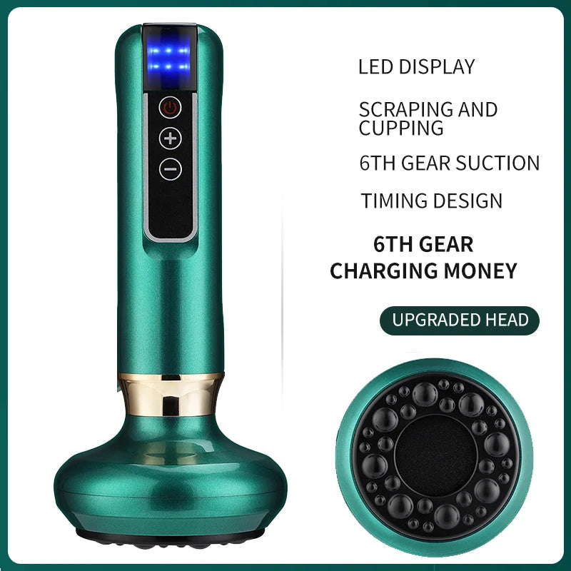 Smart Body Massage Suction Vacuum Cupping Device 6/12 Levels Anti Cellulite Heating Cans Back Guasha Scarping Chinese Meridian Peaceful Pleasures Health and Wellness 6 Gears NO Heat