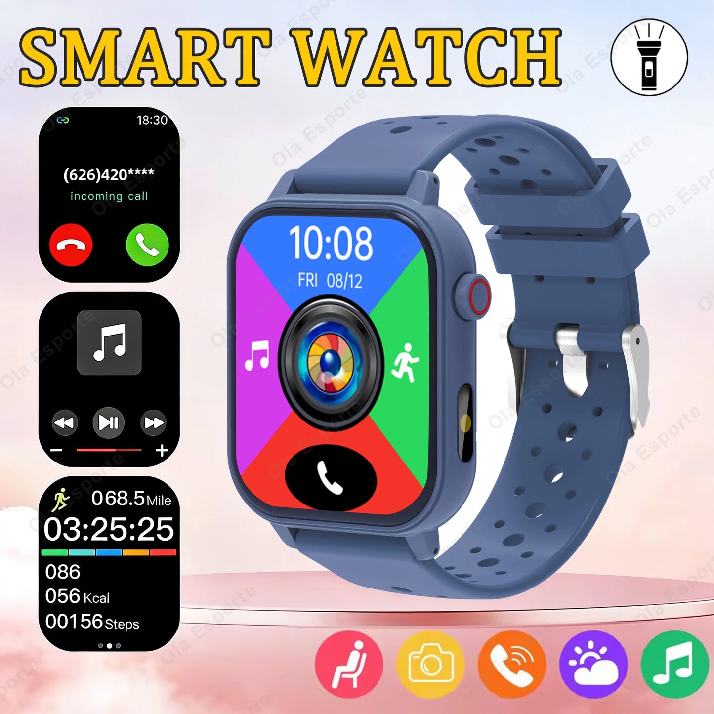 2026 New Multifunctional Smart Watch Men & Women Bluetooth Connected Phone Music Fitness Sports Bracelet Sleep Monitor watchHW12 Peaceful Pleasures Health and Wellness Blue