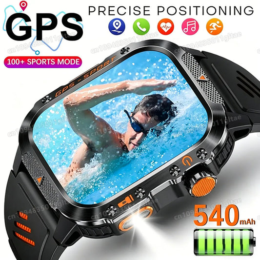 New Military Smart Watch Men Health Monitor 5ATM Waterproof Outdoor Sport Tracker BT Voice Call LED Flashlight Smartwatch HW12 Peaceful Pleasures Health and Wellness
