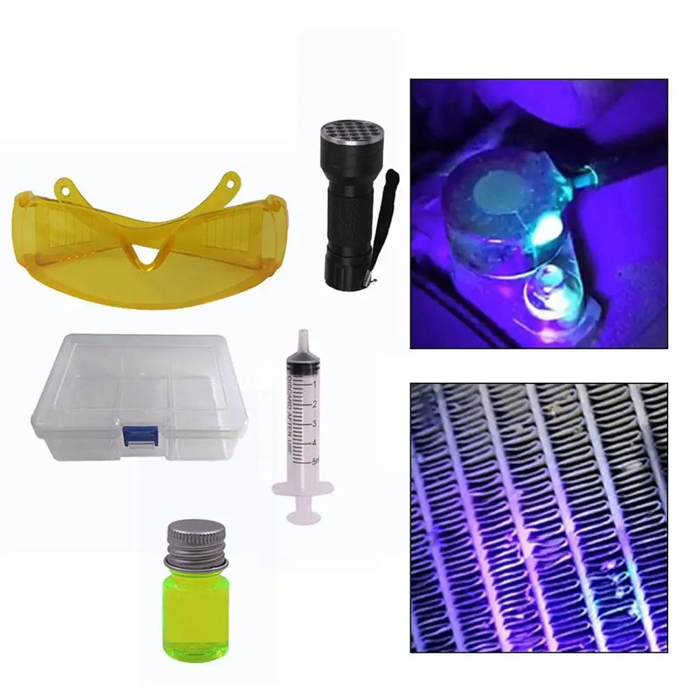 Auto Air Conditioning Leak Detection Tool Fluorescent Purple Light Agent Detection Kit Leak Detection And Repair Tool Peaceful Pleasures Health and Wellness