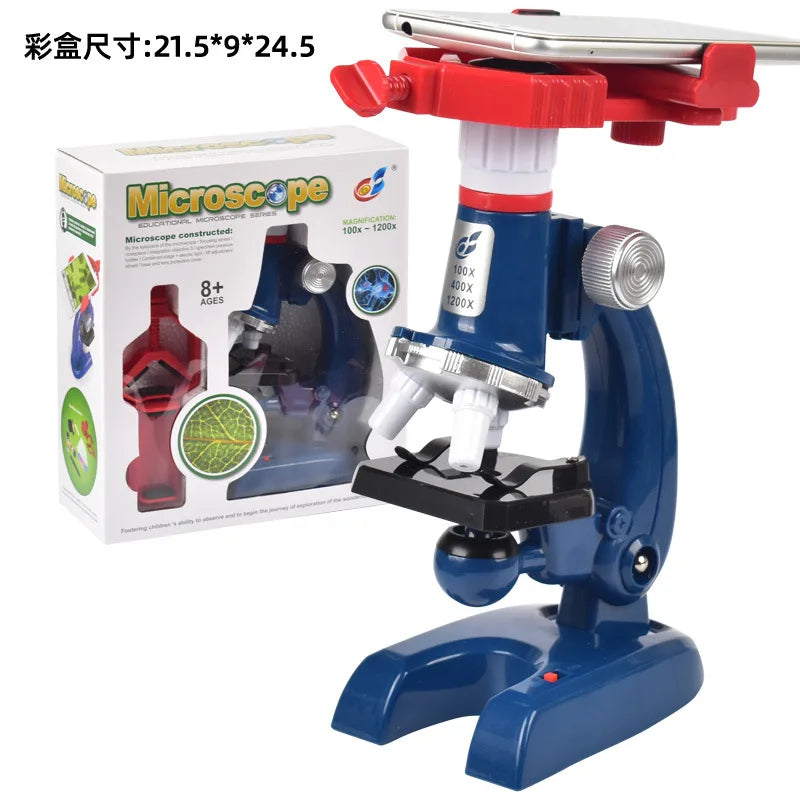 Children Microscope Biology Lab Led School Science Experiment Kit Education Scientific Toys Gifts for Kids Scientist Peaceful Pleasures Health and Wellness C2135