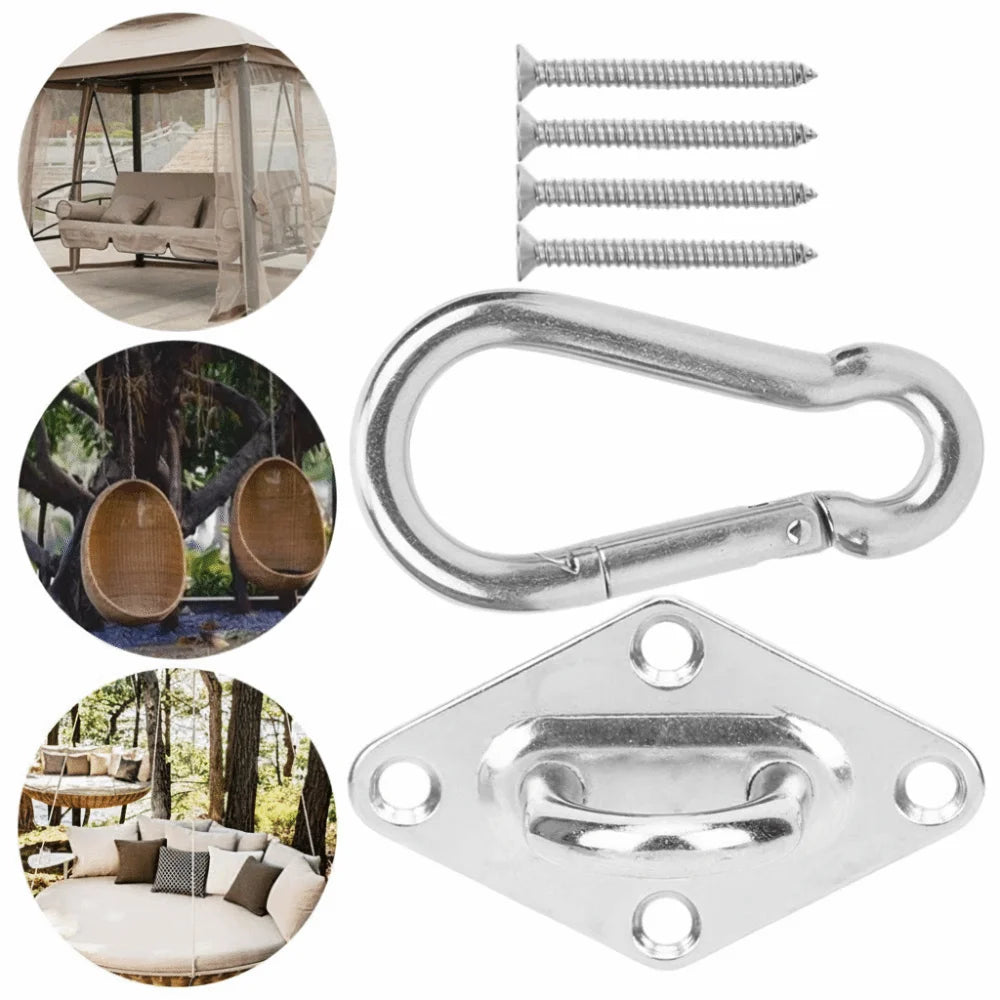 2 Set M8 Stainless Steel Hammock Hook Rhombic Base Plate Stainless Steel Suspension Ceiling Hook Silver Heavy Duty Wall Mount Peaceful Pleasures Health and Wellness