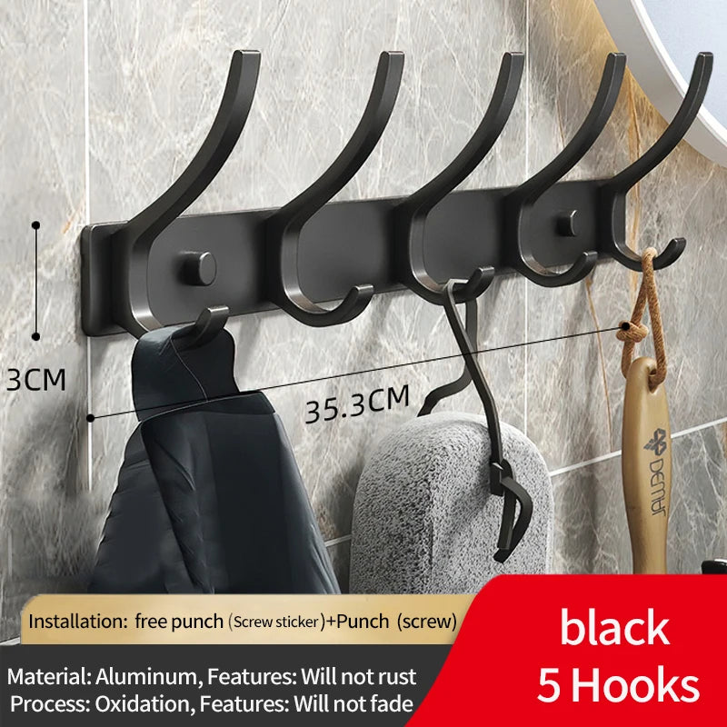 Folding Aluminum Robe & Towel Wall Hooks | 6-Pack Black White