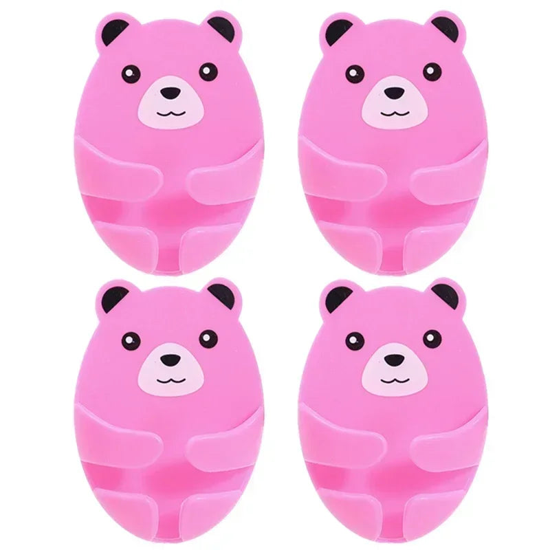 Bear Shaped Adhesive Wall Hooks – No-Drill Plug & Cord Organizer Adhesive Wall Hooks Peaceful Pleasures Health and Wellness 4Pcs Pink