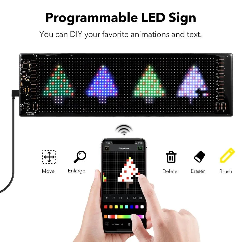 Scrolling RGB LED Sign Panel | Bluetooth App, IP66, Programmable