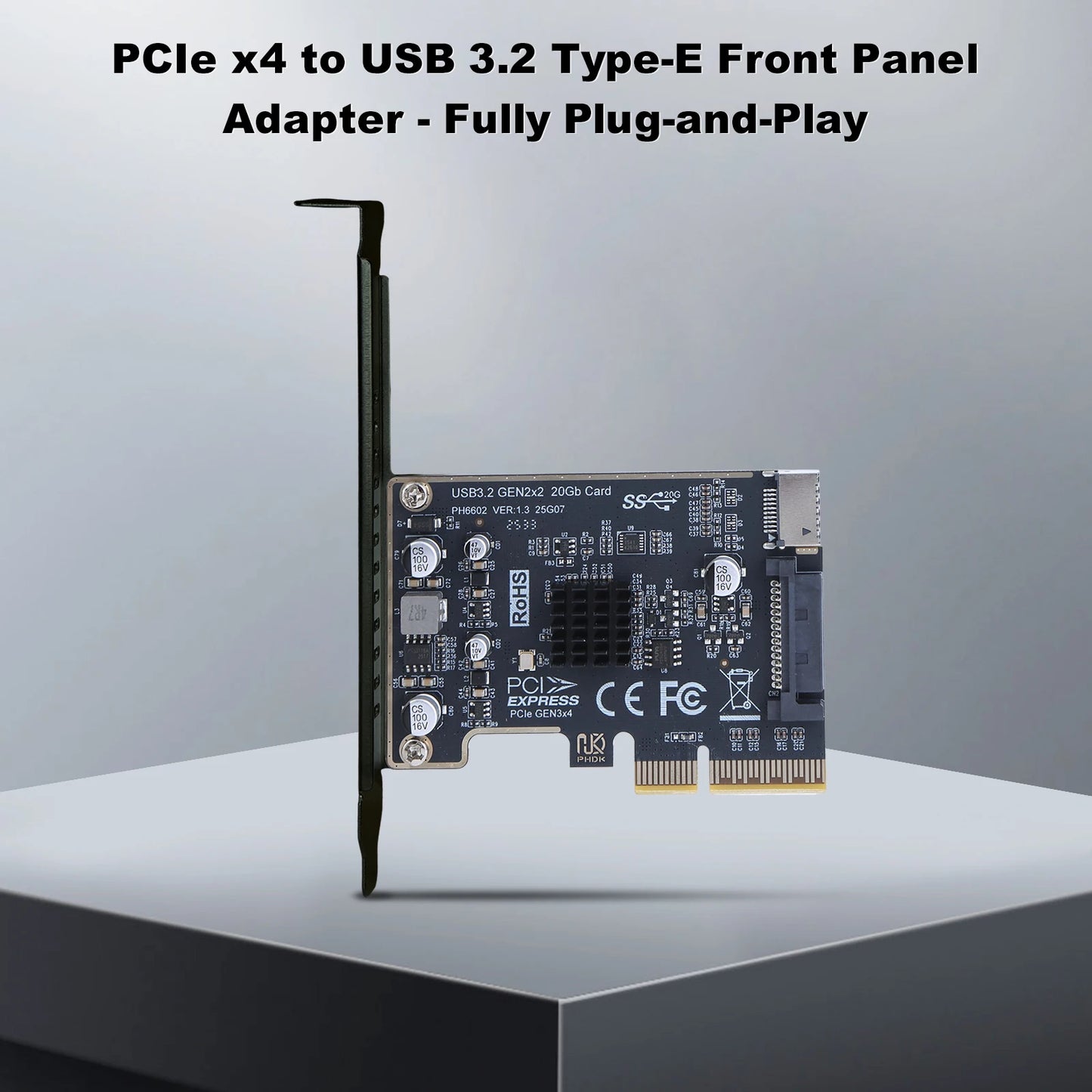 USB 3.2 GEN2 20Gb Riser Board PCI Express X4 To Type E Expansion Card Riser Converter for Desktop PC Front Panel TYPE C Peaceful Pleasures Health and Wellness
