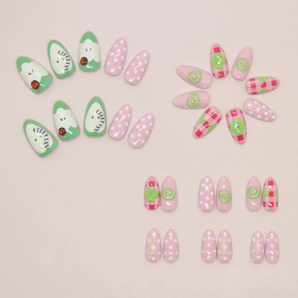 30pcs Press On Nails Cute 3D Fruit Resin Fake Nails Sweet Polka Dot Manicure Almond Tips For Young Women Fashion Party Wearable Peaceful Pleasures Health and Wellness