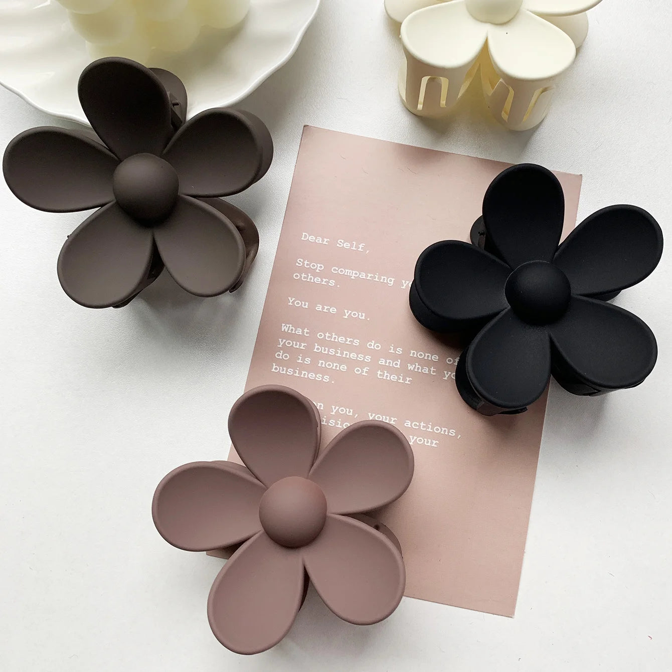 Flower Shark Hair Clips – Set of 6 Large Premium Clips Hair Accessories Peaceful Pleasures Health and Wellness