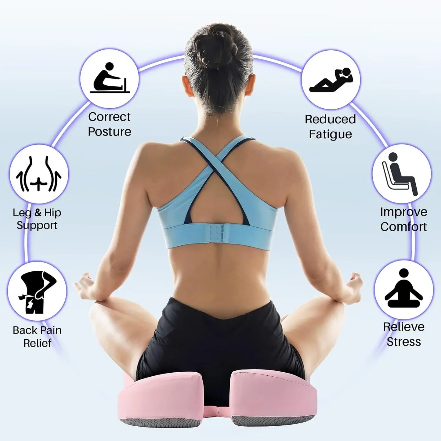 Large Memory Foam Seat Cushion for Office Chair, Car & Wheelchair - Tailbone Pain Relief & Back Support in Pink Peaceful Pleasures Health and Wellness