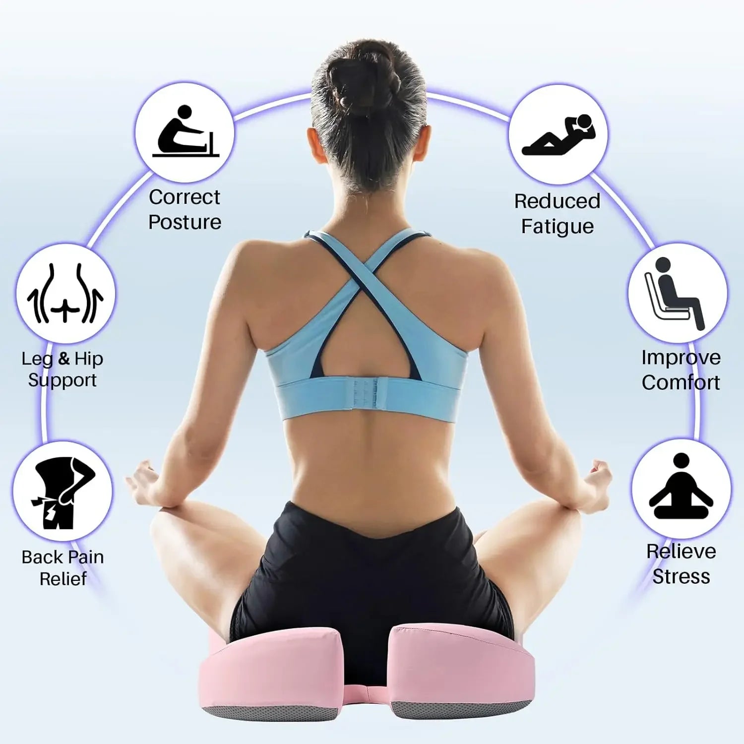 Large Memory Foam Seat Cushion for Office Chair, Car & Wheelchair - Tailbone Pain Relief & Back Support in Pink Peaceful Pleasures Health and Wellness