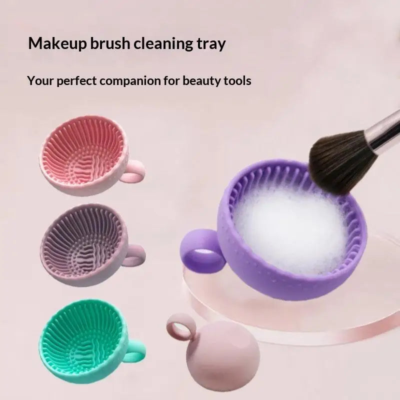Non-Slip Silicone Makeup Brush Cleaning Bowl & Scrubber