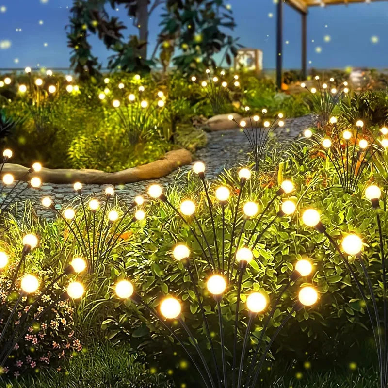 Solar Firefly Garden Lights 6/8/10 LED Swaying Outdoor Stakes