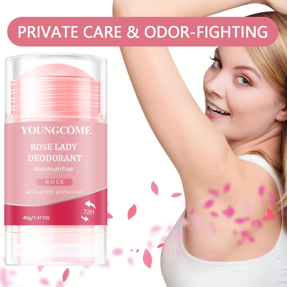 Women Deodorant Stick Rose Lady Deodorant Solid Underarm Sweat & Odor Control All Day Fresh Travel Protection 40g Peaceful Pleasures Health and Wellness
