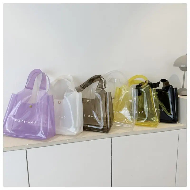 Women's Clear PVC Transparent Shoulder Tote Bag | Daily Commute