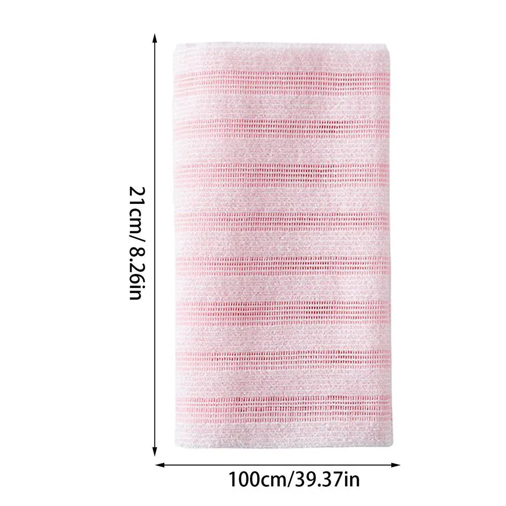 Body Exfoliator Towel Bath Body Back Wash Cloth Towel Bath Scrubber Exfoliating Scrub Shower Sponge Body Bathroom Accessories Peaceful Pleasures Health and Wellness Pink Stripes