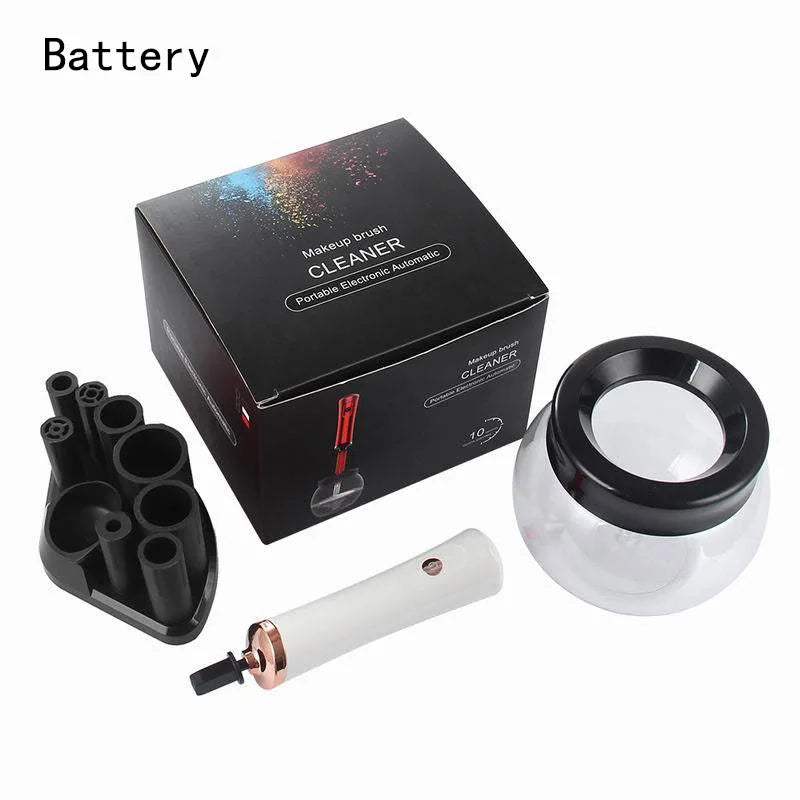 Makeup brush cleaning and drying machine, electric cosmetic automatic brush rotator, with 8 sizes of rubber collar, can be clean Peaceful Pleasures Health and Wellness modelA-white