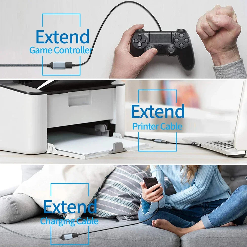 Nylon Braided USB 3.0 Extension Cable 5Gbps Male to Female 1–5M