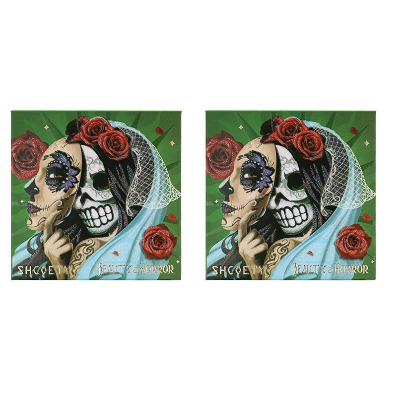 2pcs of 9 colors skull eyeshadow palette, Halloween eyeshadow palette, pearl matte, waterproof and long-lasting Peaceful Pleasures Health and Wellness Green 2