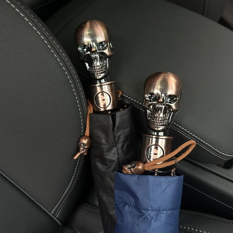 Skull Print Auto Folding Umbrella – UV & Rain Protection