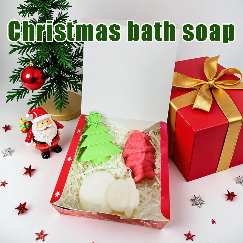 Christmas Handmade Soap Gift Box Set – 3 Festive Shapes