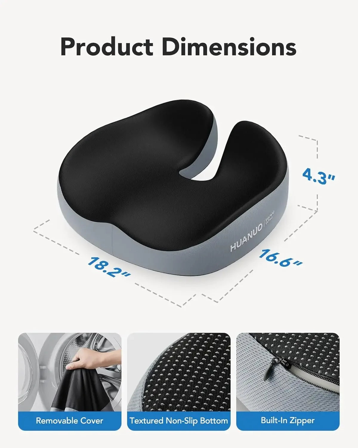 Ergonomic Memory Foam Seat Cushion for Office Chairs, Car Seats & Wheelchairs - Extra Large, Anti-Slip, Pain Relief Peaceful Pleasures Health and Wellness