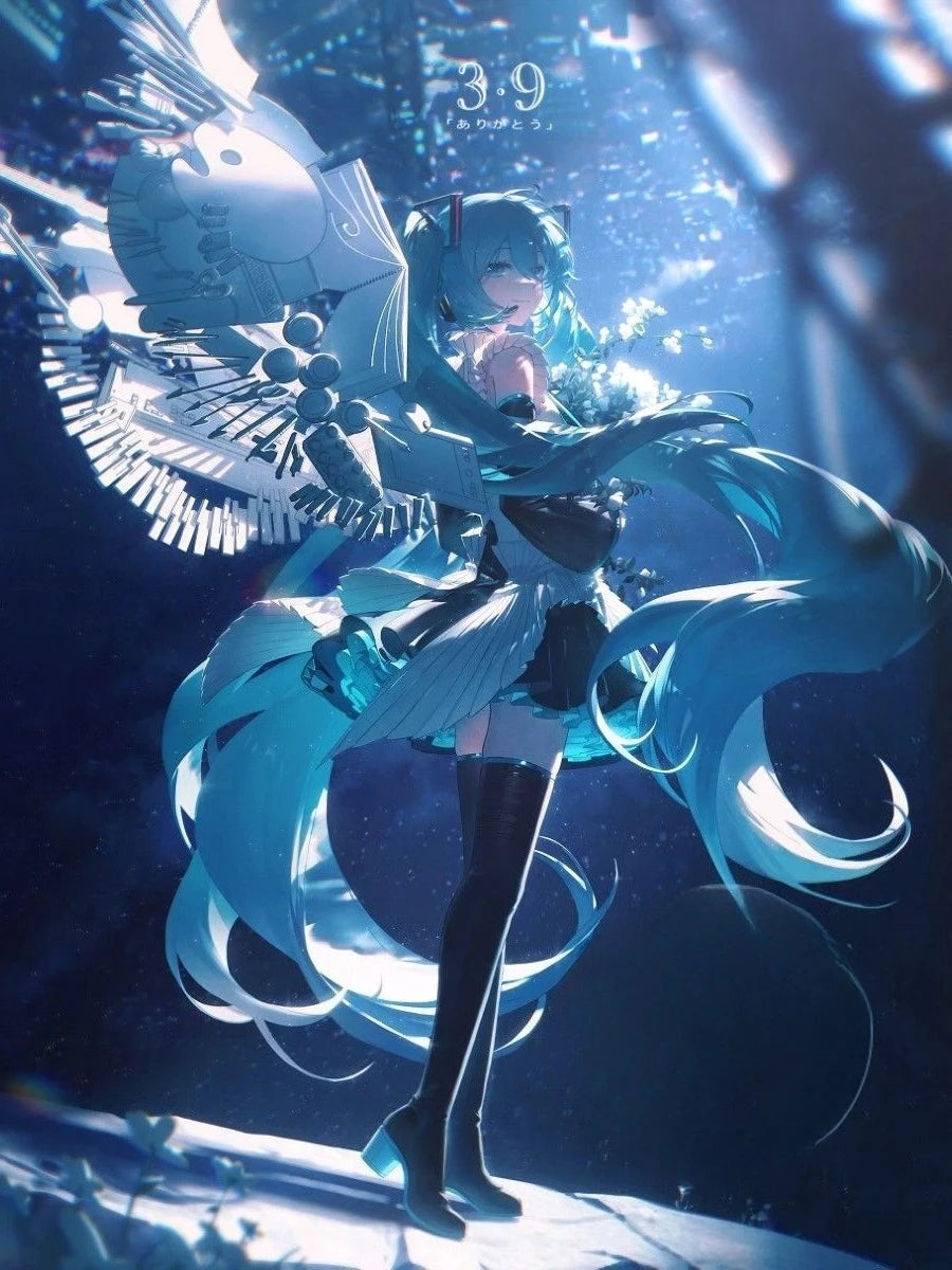 Amine H-Hatsunes-M-Miku Girls Poster Hatsune Miku art decoration Wall Art Sticker For Bar Living Room Decor Gift Peaceful Pleasures Health and Wellness